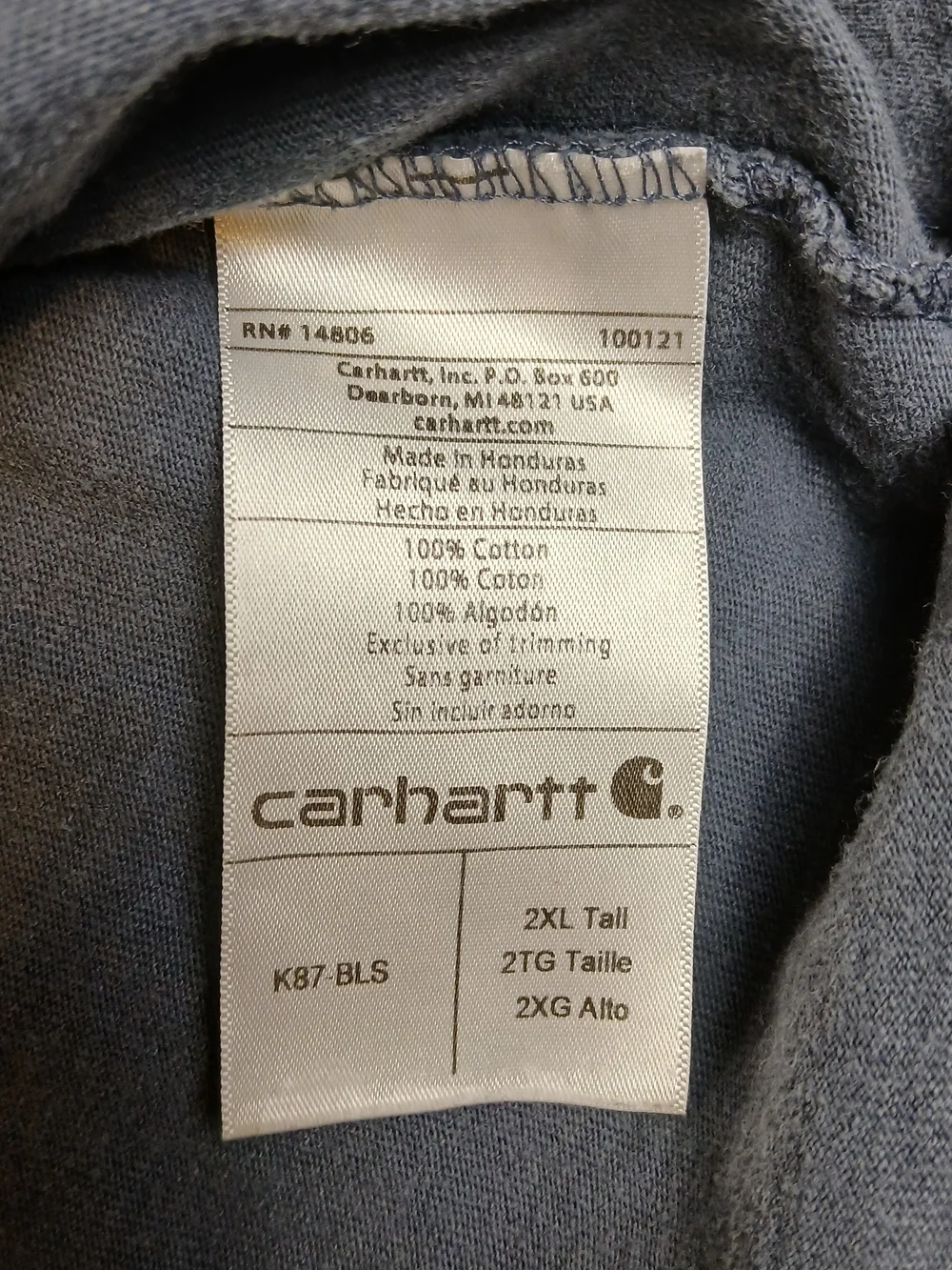 Carhartt 2XL Tall Men's Gray Original Fit Pocket T-Shirt 100% Cotton Tall Fit